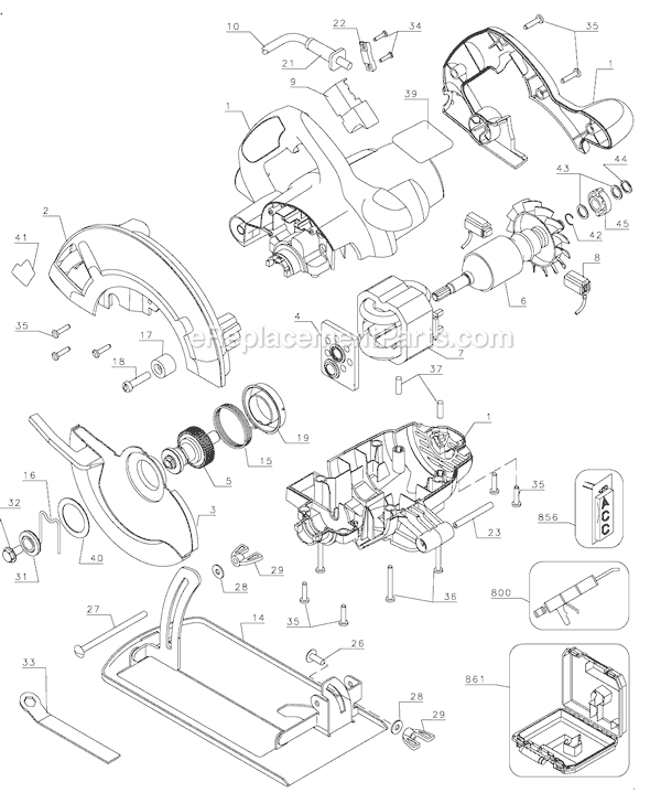 Page A Diagram and Parts List for CS1005BK Type 1 Black and Decker Circular Saw